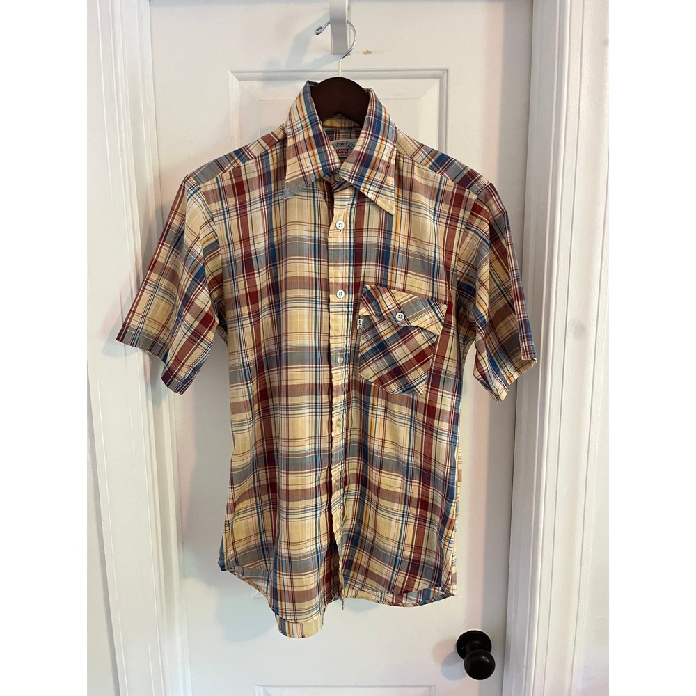 Vintage Levis Mens Plaid Short Sleeve‎